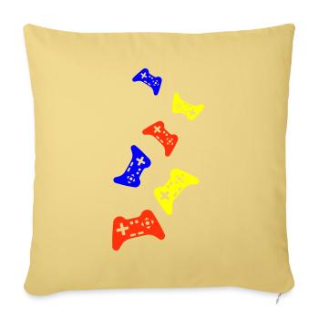 Manette de symbole de jeu colorée - Housse de coussin décorative 45 x 45 cm - jaune délavé - Devant