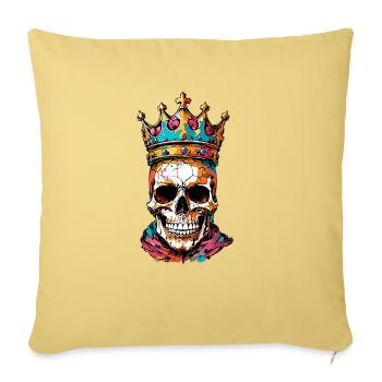 Totenkopf mit Krone - Sofakissenbezug 45 x 45 cm - Hellgelb - Vorne