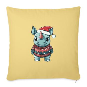 Bande dessinée de Noël Rhino - Housse de coussin décorative 45 x 45 cm - jaune délavé - Devant