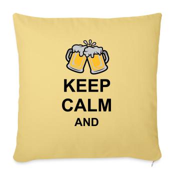 Restez calme Texte de bière - Housse de coussin décorative 45 x 45 cm - jaune délavé - Devant