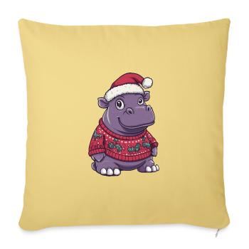 Nilpferd Weihnachten Comic - Sofakissenbezug 45 x 45 cm - Hellgelb - Vorne