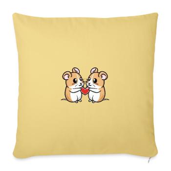 Hamster Couple Saint-Valentin - Housse de coussin décorative 45 x 45 cm - jaune délavé - Devant