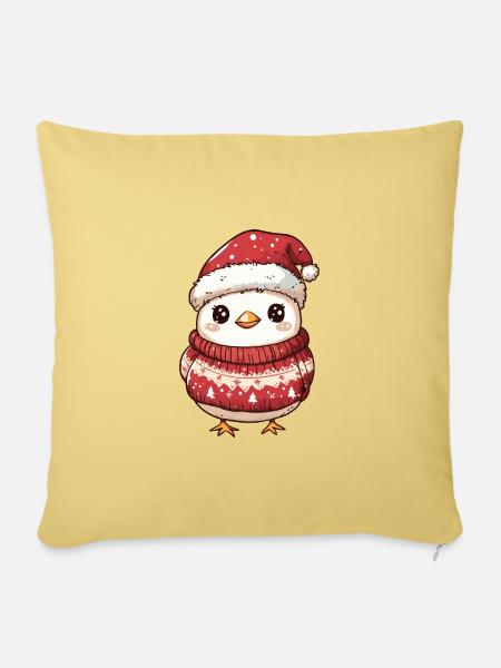 Huhn Weihnachten Comic - Sofakissenbezug 45 x 45 cm - Hellgelb