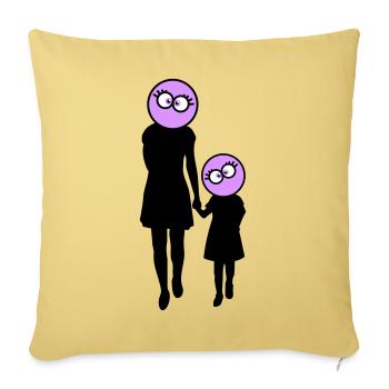 Familie Silhouette Liebe Kinder Eltern Mama Papa - Sofakissenbezug 45 x 45 cm - Hellgelb - Vorne