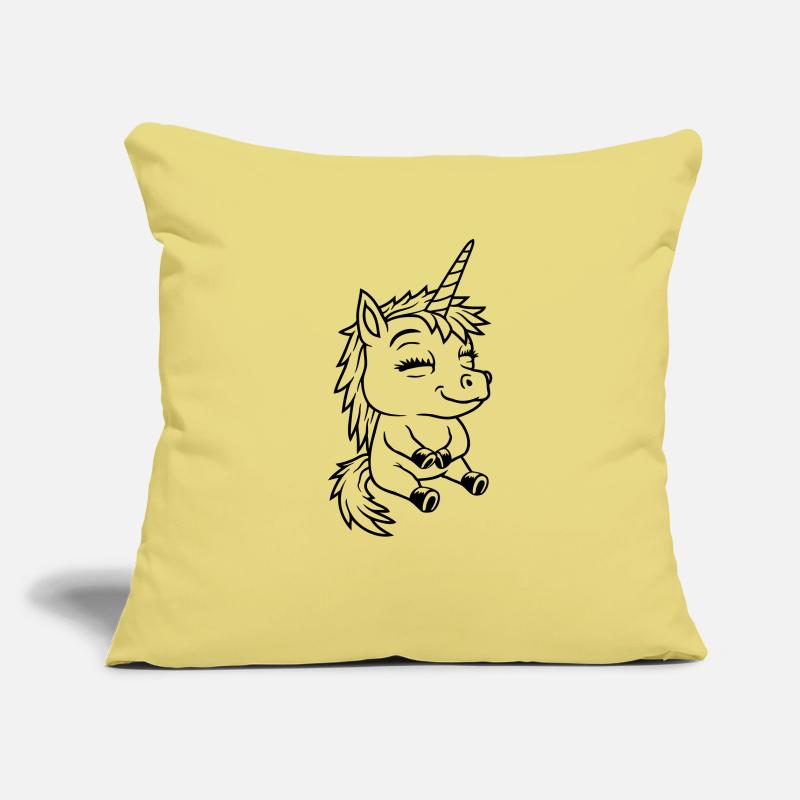 Kleines sitzendes Comic Einhorn Sofakissenbezug 45 x 45 cm