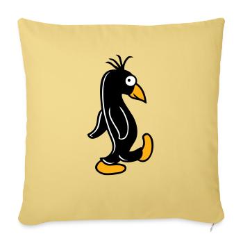 Pinguin läuft ulkig dumm guckt lustig doof albern - Sofakissenbezug 45 x 45 cm - Hellgelb - Vorne