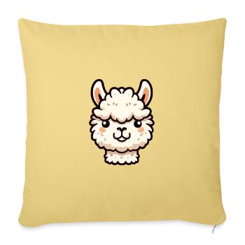 Alpaca Llama Head Comic Cartoon - Sofa pillowcase 17,3'' x 17,3'' (45 x 45 cm) - washed yellow - Front