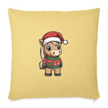 Pferd Weihnachten Comic - Sofakissenbezug 45 x 45 cm - Hellgelb - Vorne
