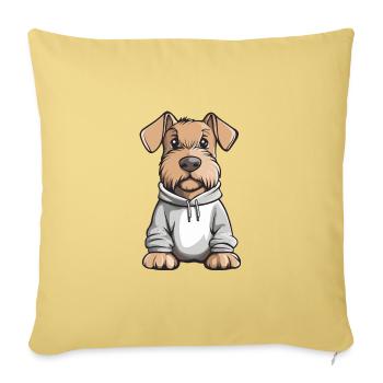 Airedale Terrier Chien Drôle - Housse de coussin décorative 45 x 45 cm - jaune délavé - Devant