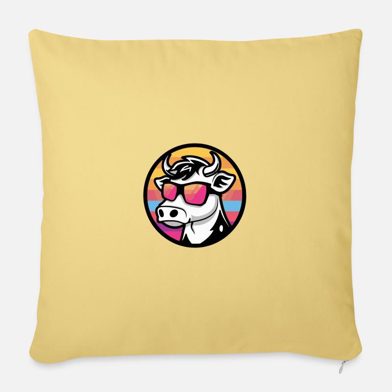 Kuh Comic Cool Sommer - Sofakissenbezug 45 x 45 cm - Hellgelb