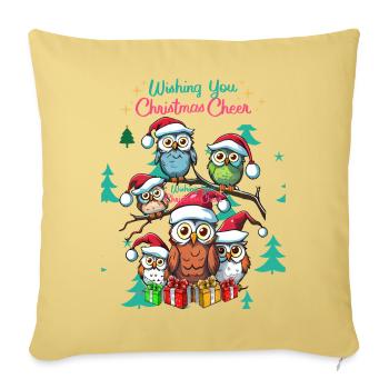 Festive Owl Christmas Cheer Design - Sofa pillowcase 17,3'' x 17,3'' (45 x 45 cm) - washed yellow - Front