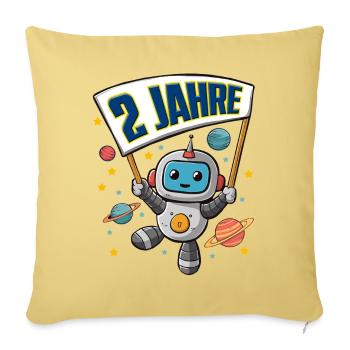 2 Jahre Kleiner Roboter als Astronaut im Weltraum - Sofakissenbezug 45 x 45 cm - Hellgelb - Vorne