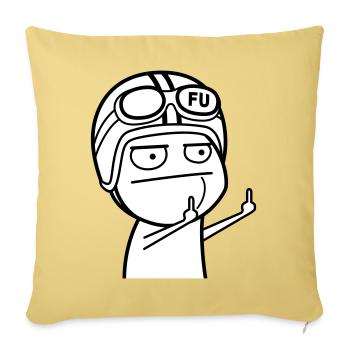 Mème avec casque de cyclomoteur (les couleurs peuvent être modifiées) - Housse de coussin décorative 45 x 45 cm - jaune délavé - Devant