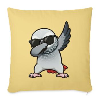Dabbing African grey parrot - Sofa pillowcase 17,3'' x 17,3'' (45 x 45 cm) - washed yellow - Front