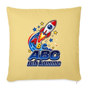 ABC Ich Komme Rakete Einschulung - Sofakissenbezug 45 x 45 cm - Hellgelb - Vorne