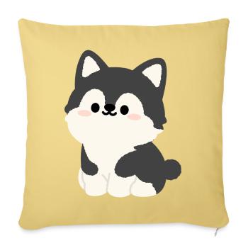 Kawaii Husky-Welpen-Illustration - Sofakissenbezug 45 x 45 cm - Hellgelb - Vorne