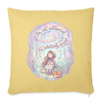 Süßes Fuchsmädchen selektiv sozial - Sofakissenbezug 45 x 45 cm - Hellgelb - Vorne