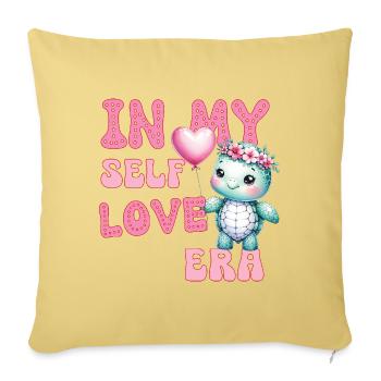 Cute Valentine's day Turtle - In my self love - Sofa pillowcase 17,3'' x 17,3'' (45 x 45 cm) - washed yellow - Front