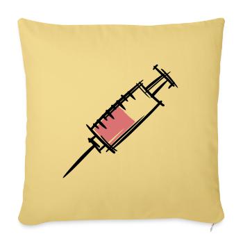 Full syringe, injection. Nurse / doctor. - Sofa pillowcase 17,3'' x 17,3'' (45 x 45 cm) - washed yellow - Front