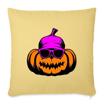 Citrouille Halloween Cool - Housse de coussin décorative 45 x 45 cm - jaune délavé - Devant