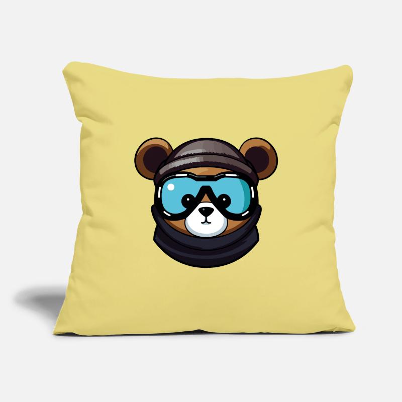 Bear Snowboard Ski Goggles Comic Sofa pillowcase 17,3'' x 17,3'' (45 x 45 cm)