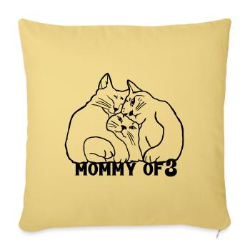 Mommy of 3 Katzenmama - Sofakissenbezug 45 x 45 cm - Hellgelb - Vorne