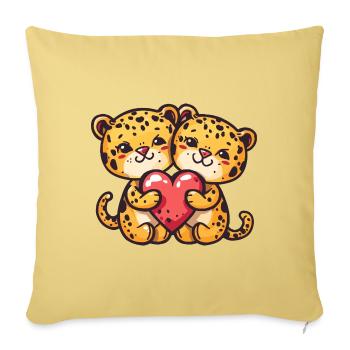 Leopard Comic Paar Liebe - Sofakissenbezug 45 x 45 cm - Hellgelb - Vorne