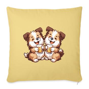 Border Collie Dogs Beer Party Drinking - Sofa pillowcase 17,3'' x 17,3'' (45 x 45 cm) - washed yellow - Front