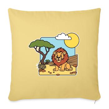 Lion amical dans la savane en Afrique - Housse de coussin décorative 45 x 45 cm - jaune délavé - Devant