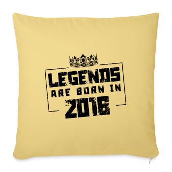 2016 Légendes nées en - Housse de coussin décorative 45 x 45 cm - jaune délavé - Devant