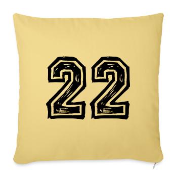 22 Nombre de maillot - Housse de coussin décorative 45 x 45 cm - jaune délavé - Devant
