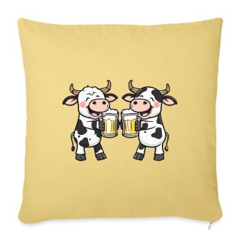 Kuh Comic Bier Lustig Saufen - Sofakissenbezug 45 x 45 cm - Hellgelb - Vorne