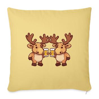 Elch Comic Bier Lustig Saufen - Sofakissenbezug 45 x 45 cm - Hellgelb - Vorne
