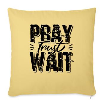 Prière biblique Foi vers la Bible - Housse de coussin décorative 45 x 45 cm - jaune délavé - Devant