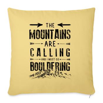 Mountains Calling Bouldering Escalade de glace - Housse de coussin décorative 45 x 45 cm - jaune délavé - Devant