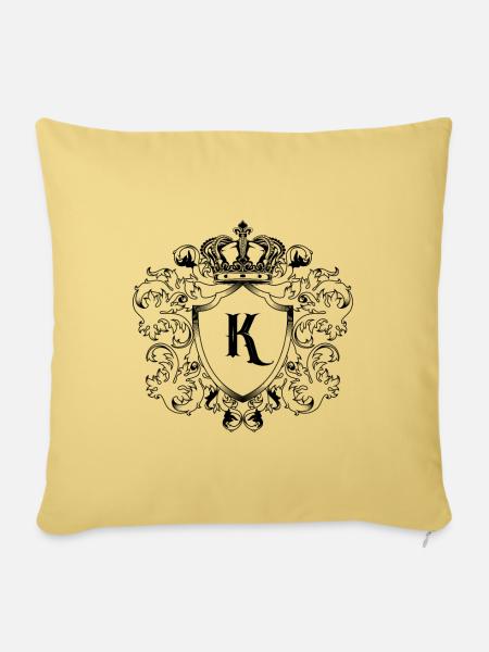 K Buchstabe Wappen - Sofakissenbezug 45 x 45 cm - Hellgelb