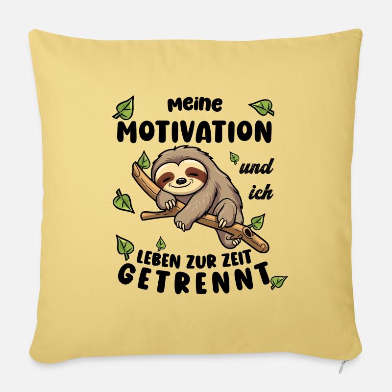 Faultier Lustiger Spruch: Meine Motivation und ich - Sofakissenbezug 45 x 45 cm - Hellgelb
