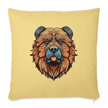 Portrait de chien Chow Chow - Housse de coussin décorative 45 x 45 cm - jaune délavé - Devant