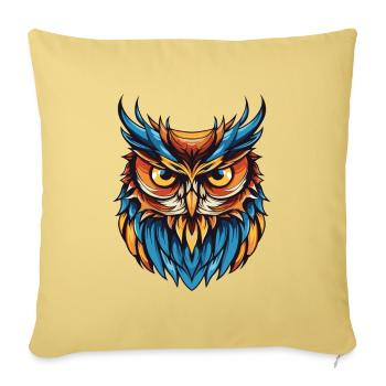 Portrait de hibou - Housse de coussin décorative 45 x 45 cm - jaune délavé - Devant