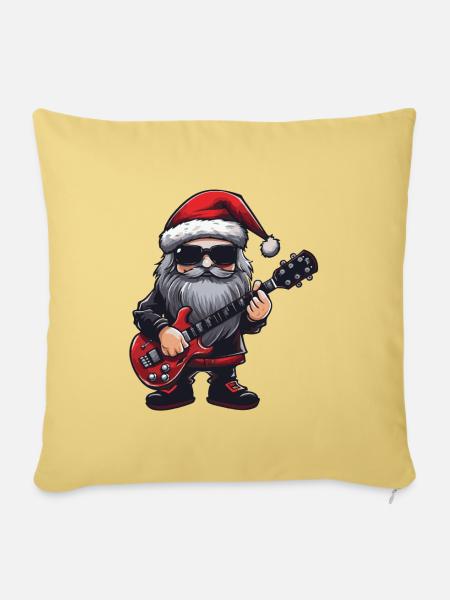 Weihnachtsmann Gitarre Santa Musiker Konzert - Sofakissenbezug 45 x 45 cm - Hellgelb