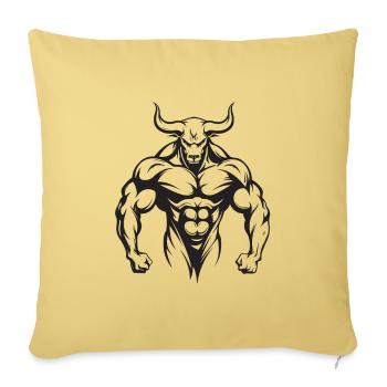 Bull Taurus Muscles Workout Gym - Housse de coussin décorative 45 x 45 cm - jaune délavé - Devant