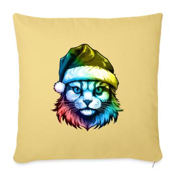 Cat Head Christmas Portrait Colorful - Sofa pillowcase 17,3'' x 17,3'' (45 x 45 cm) - washed yellow - Front