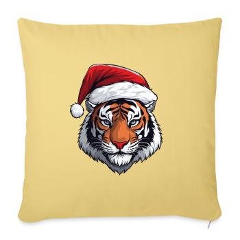 Portrait de Noël tête de tigre - Housse de coussin décorative 45 x 45 cm - jaune délavé - Devant