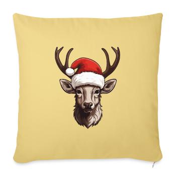 Deer Head Christmas Portrait - Sofa pillowcase 17,3'' x 17,3'' (45 x 45 cm) - washed yellow - Front
