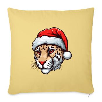 Portrait de Noël tête de guépard - Housse de coussin décorative 45 x 45 cm - jaune délavé - Devant