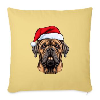 Mastiff Dog Head Christmas Portrait - Sofa pillowcase 17,3'' x 17,3'' (45 x 45 cm) - washed yellow - Front