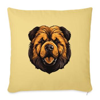 Tête de chien Chow Chow - Housse de coussin décorative 45 x 45 cm - jaune délavé - Devant