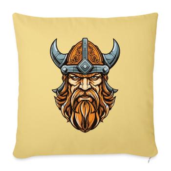 Casque de tête de Viking Warrior Odin - Housse de coussin décorative 45 x 45 cm - jaune délavé - Devant