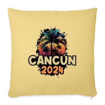 Cancún 2024 Dicton des Fêtes - Housse de coussin décorative 45 x 45 cm - jaune délavé - Devant