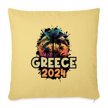 Greece 2024 Holiday Saying - Sofa pillowcase 17,3'' x 17,3'' (45 x 45 cm) - washed yellow - Front